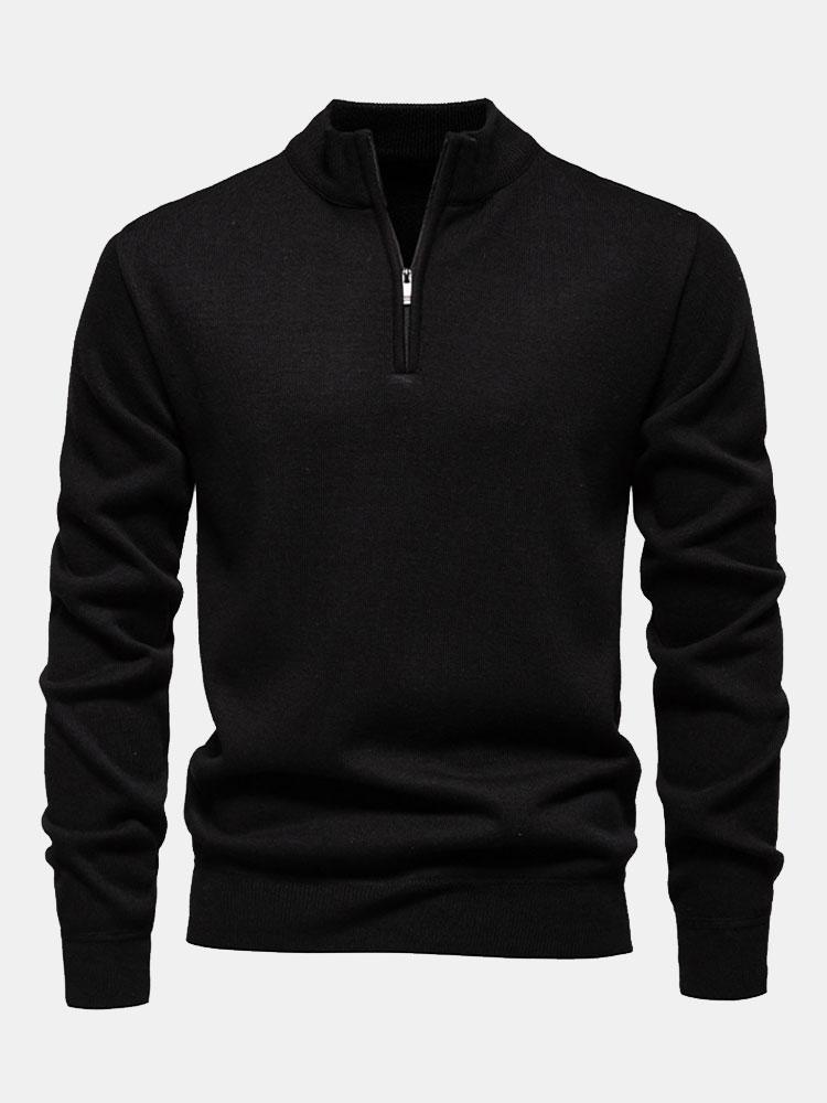 Relax Fit Zip Up Neck Sweater