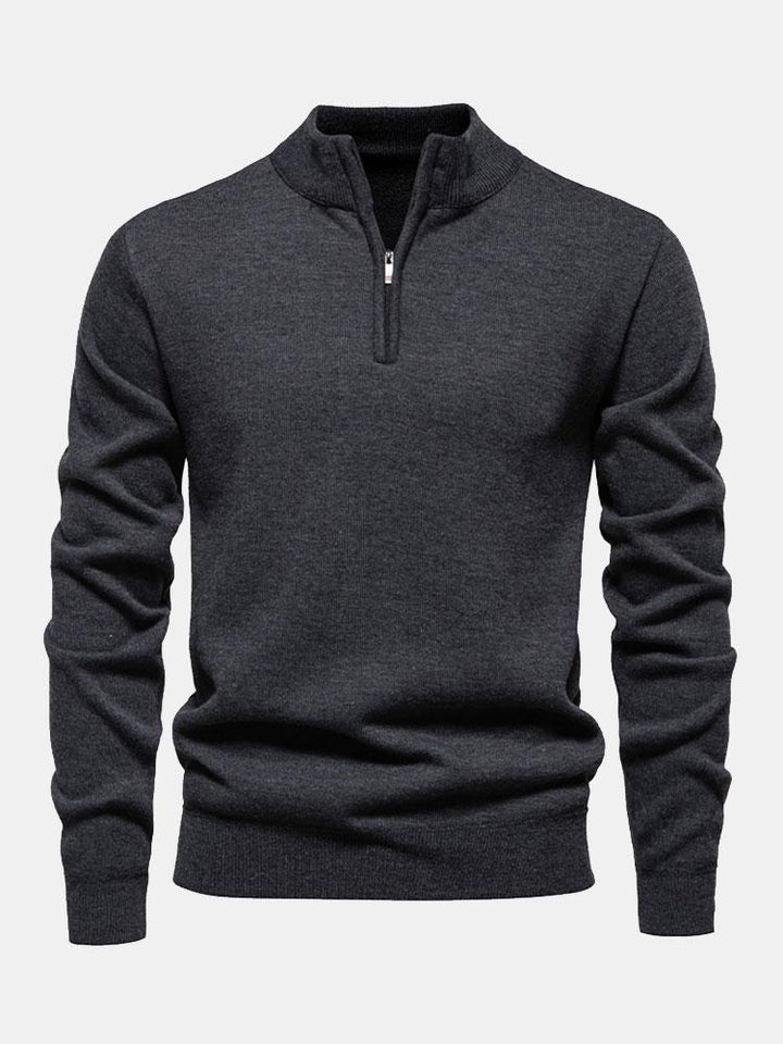 Relax Fit Zip Up Neck Sweater