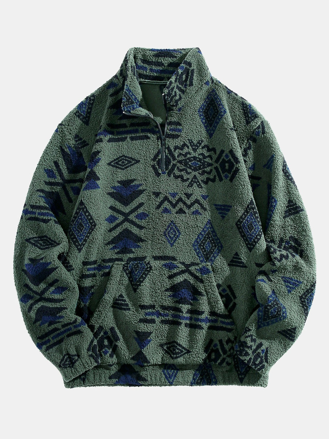 Quarter Zip Aztec Print Teddy Sweatshirt