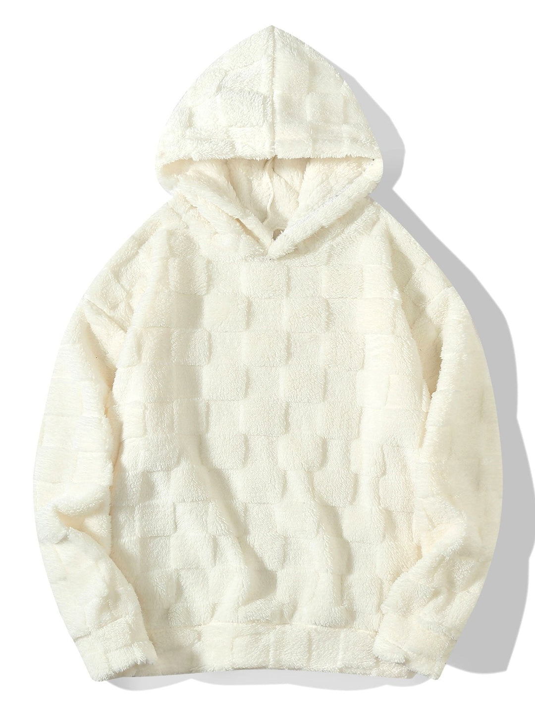 Relaxed Fit Checkerboard Teddy Hoodie