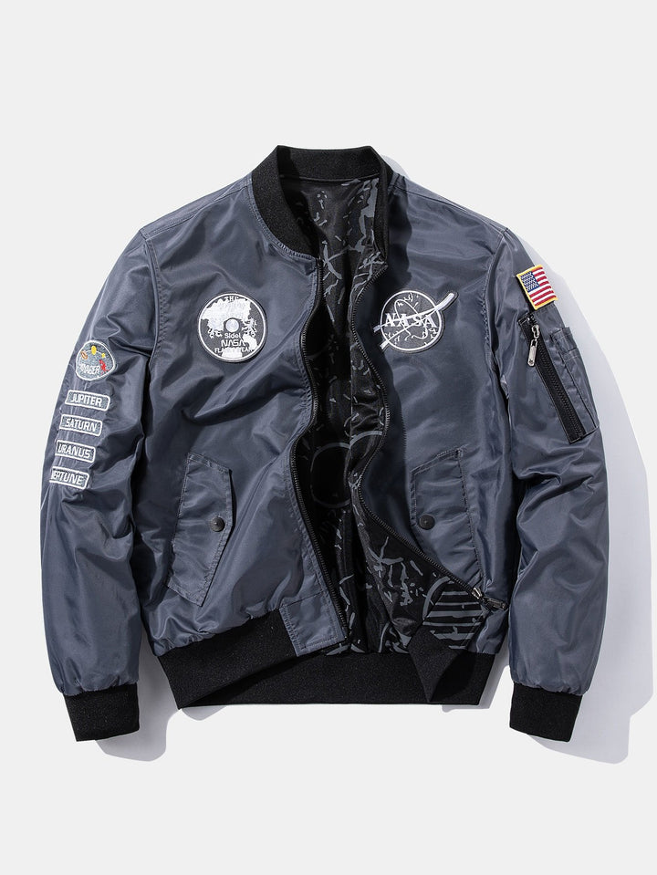 Reversible NASA Geborduurde Patch Bomberjack