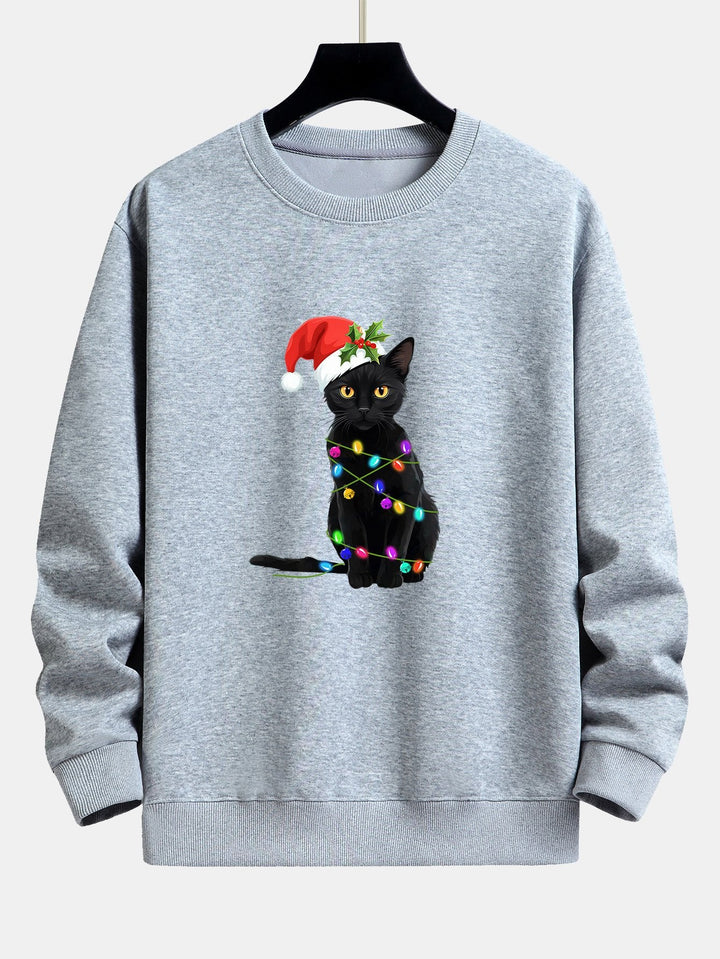 Kerstverlichting Kat Print Relax Fit Sweatshirt