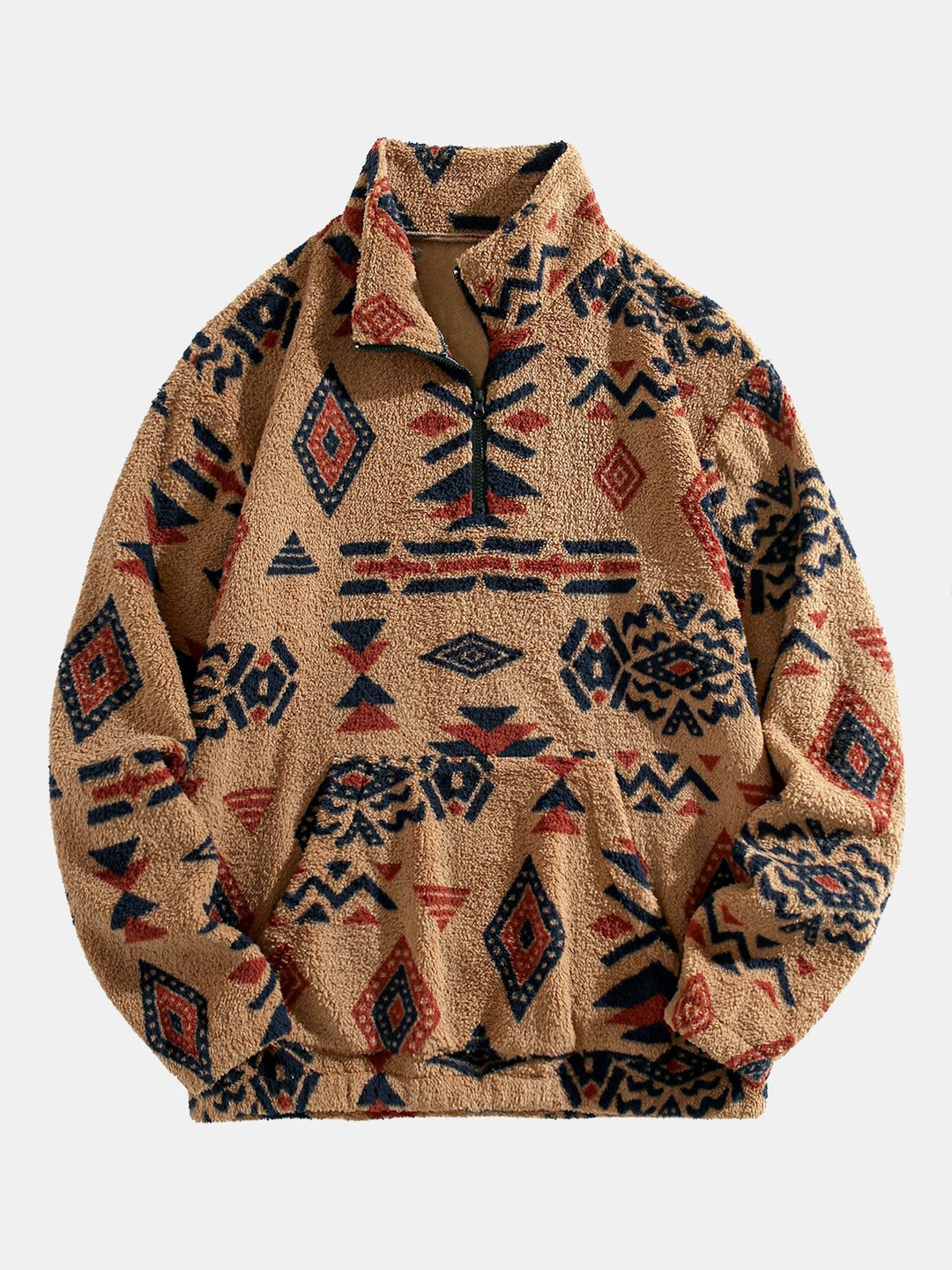 Quarter Zip Aztec Print Teddy Sweatshirt