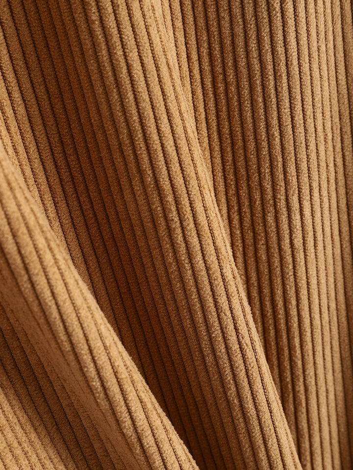 Relax Fit Flannel Ruit Corduroy Patchwork Hoodie Shirt & Corduroy Cargo Jogger Broek