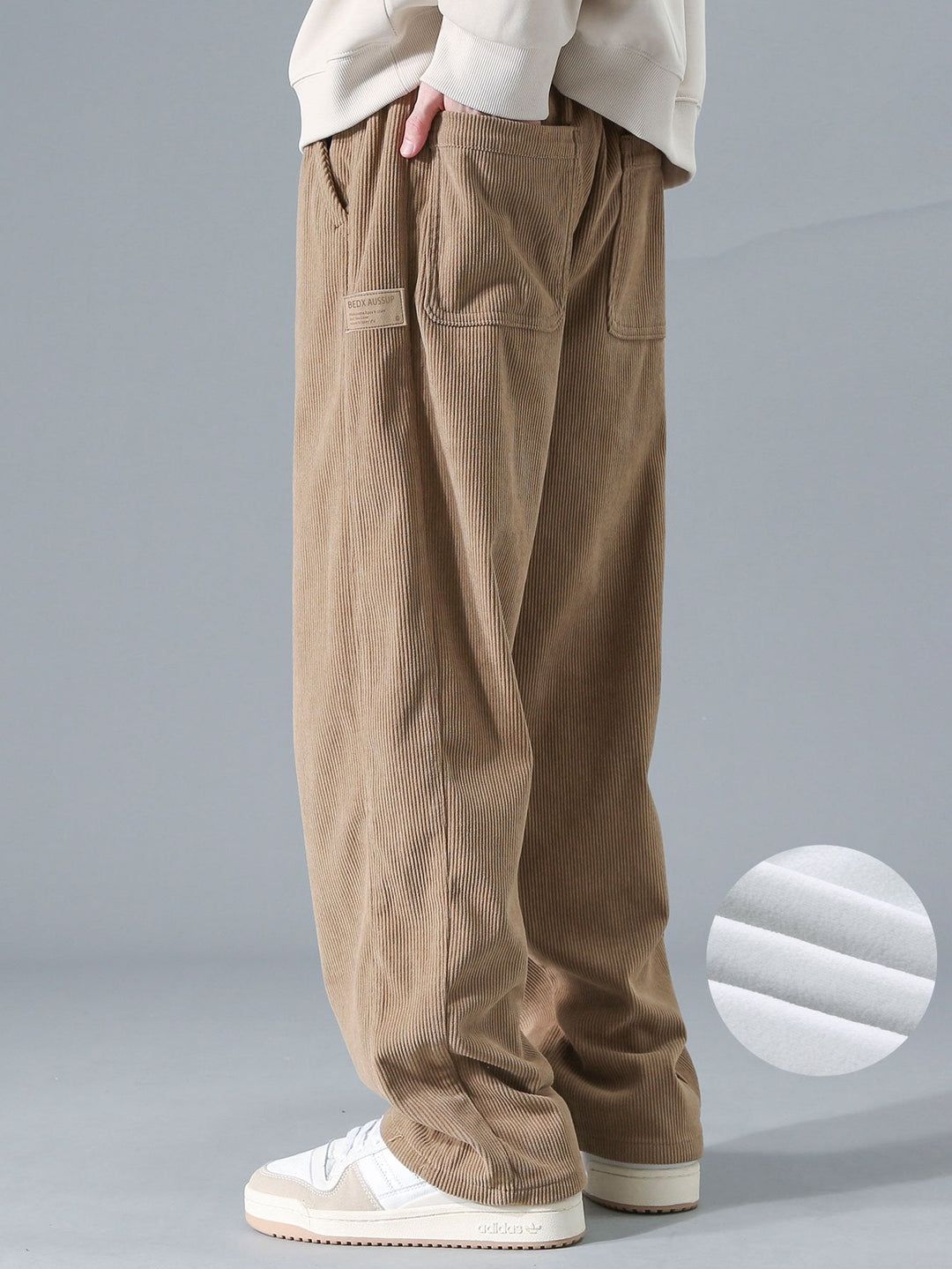 Polar Fleece Lined Straight Corduroy Pants