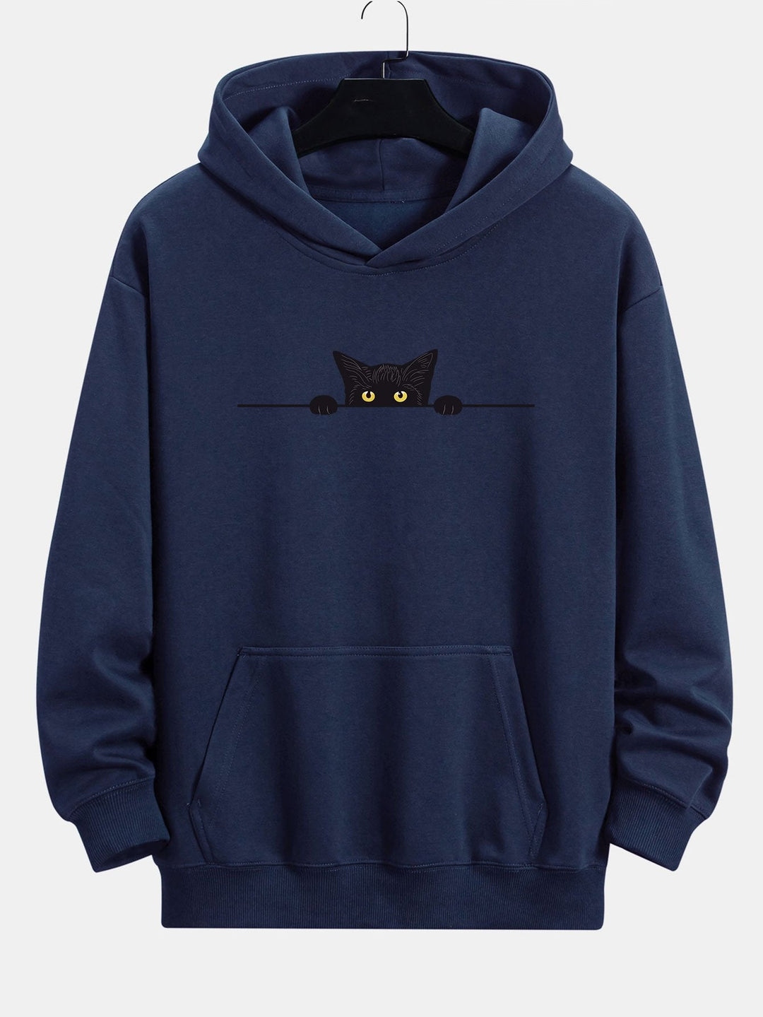 Zwarte Kat Print Relax Fit Hoodie