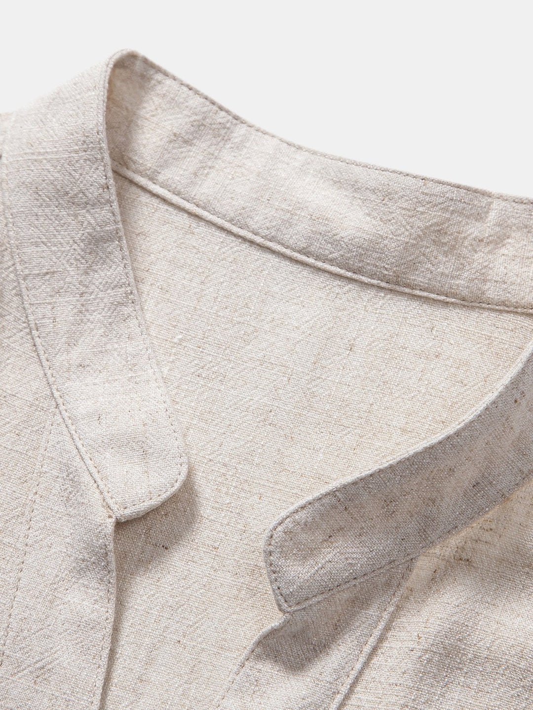 Korte Mouwen V-Hals Linnen Rayon Mix Shirt