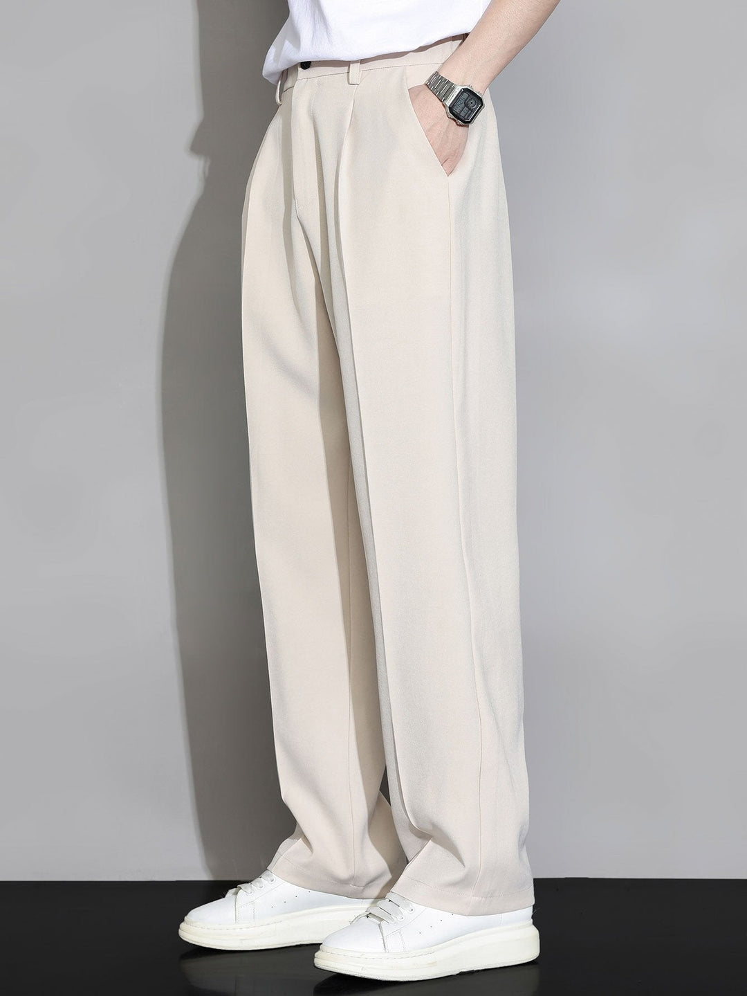 Relax Fit Elastische Taille Rechte Pijpen Broek