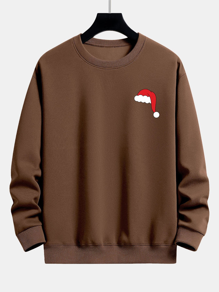Santa Hat Print Relax Fit Sweatshirt