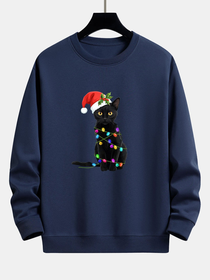 Kerstverlichting Kat Print Relax Fit Sweatshirt