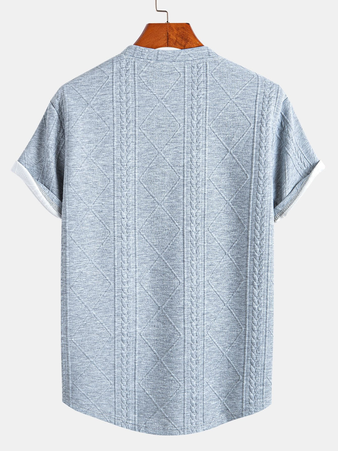 Korte Mouw Geometrisch Jacquard Boog Hem T-Shirt