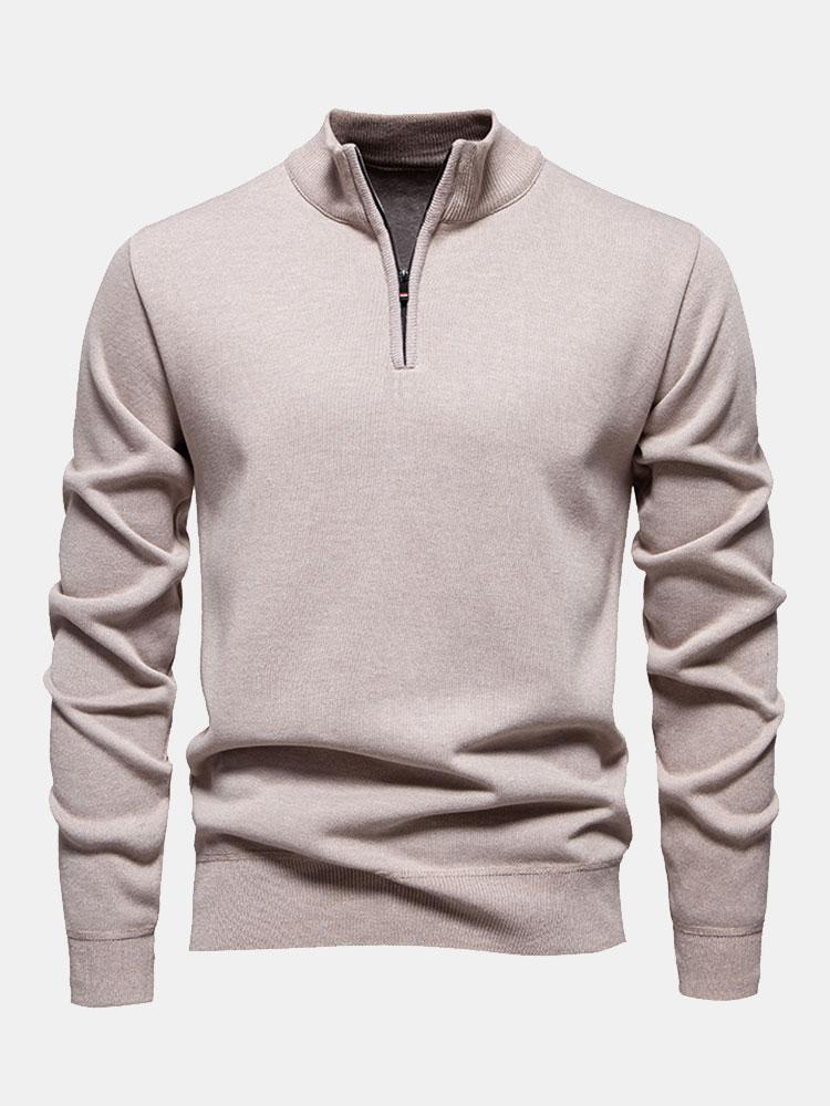 Relax Fit Zip Up Neck Sweater