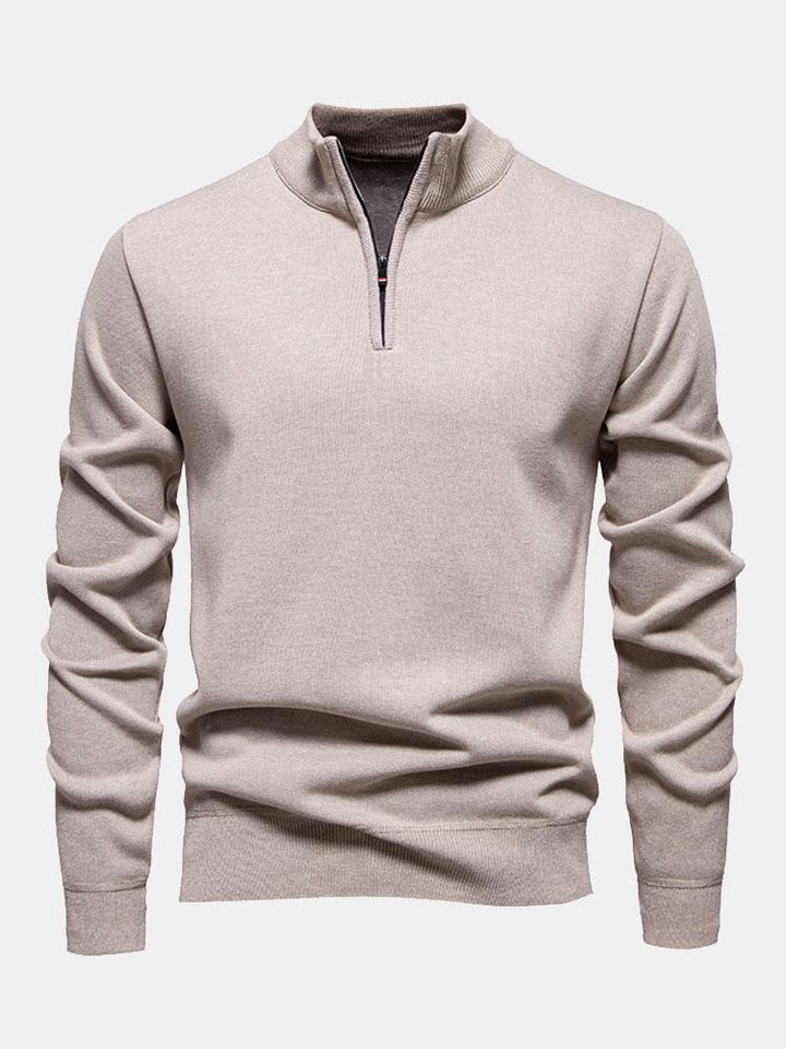 Relax Fit Zip Up Neck Sweater