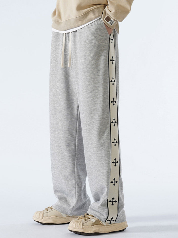 Relax Fit Cross Side Stripe Straight Leg Broek