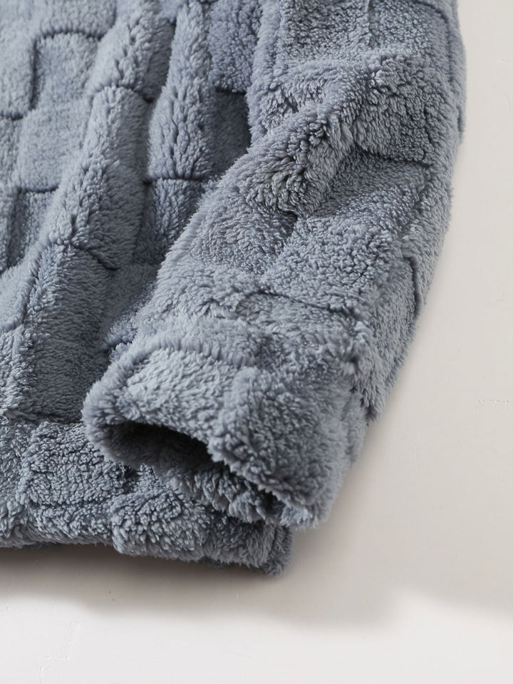 Relaxed Fit Checkerboard Teddy Hoodie