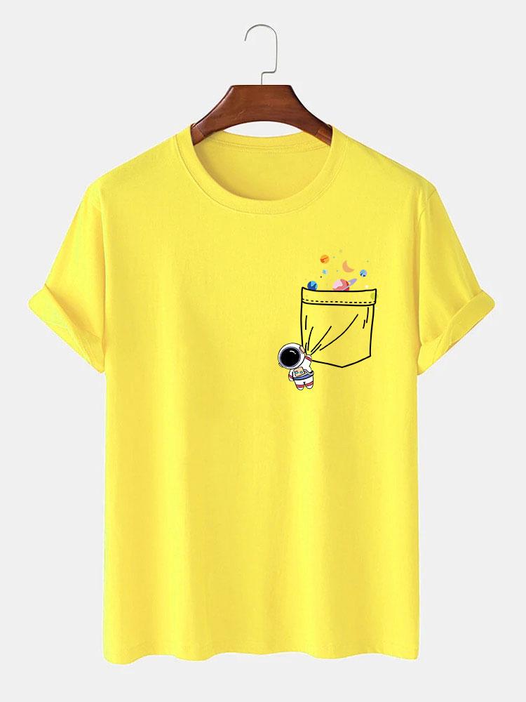 Astronaut Ruimte Pocket Print T-Shirt