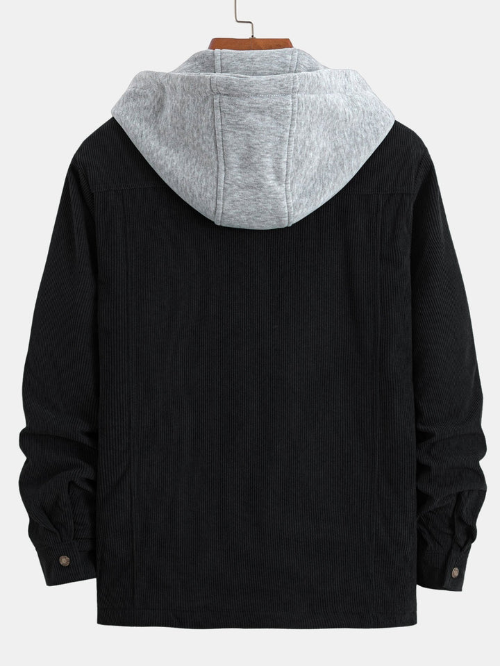 Gevoerde Corduroy Gewatteerde Jas met Kap