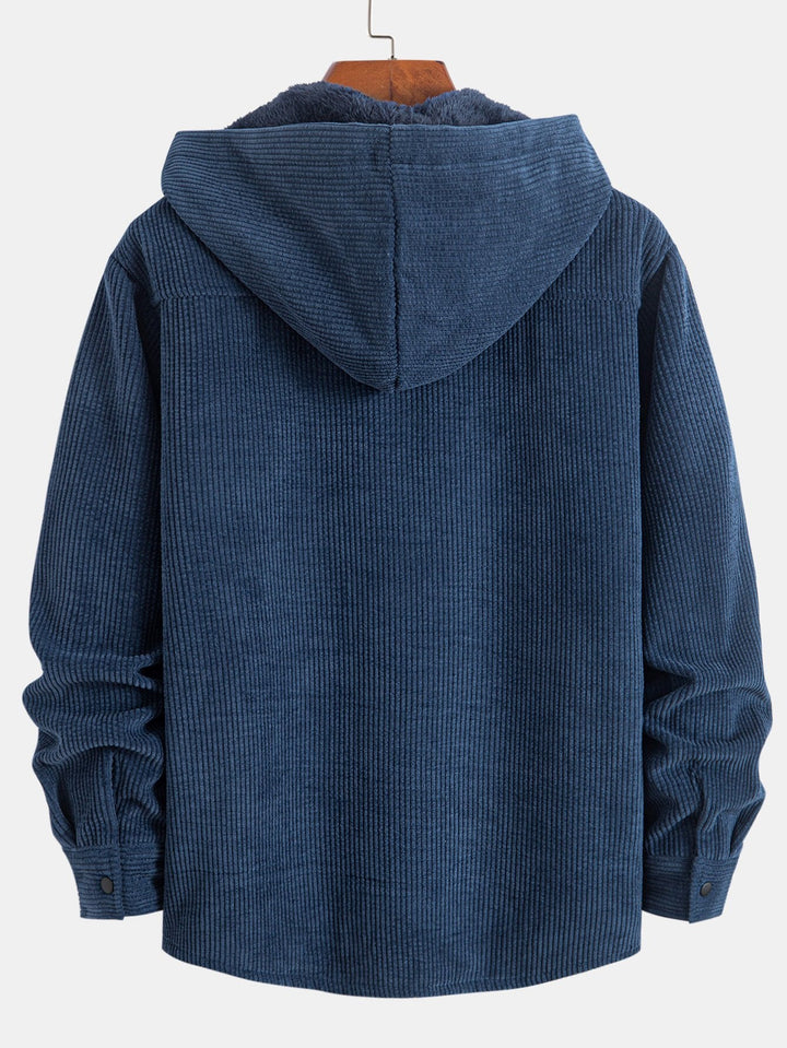 Fleece Gevoerde Corduroy Hoodie Overshirt