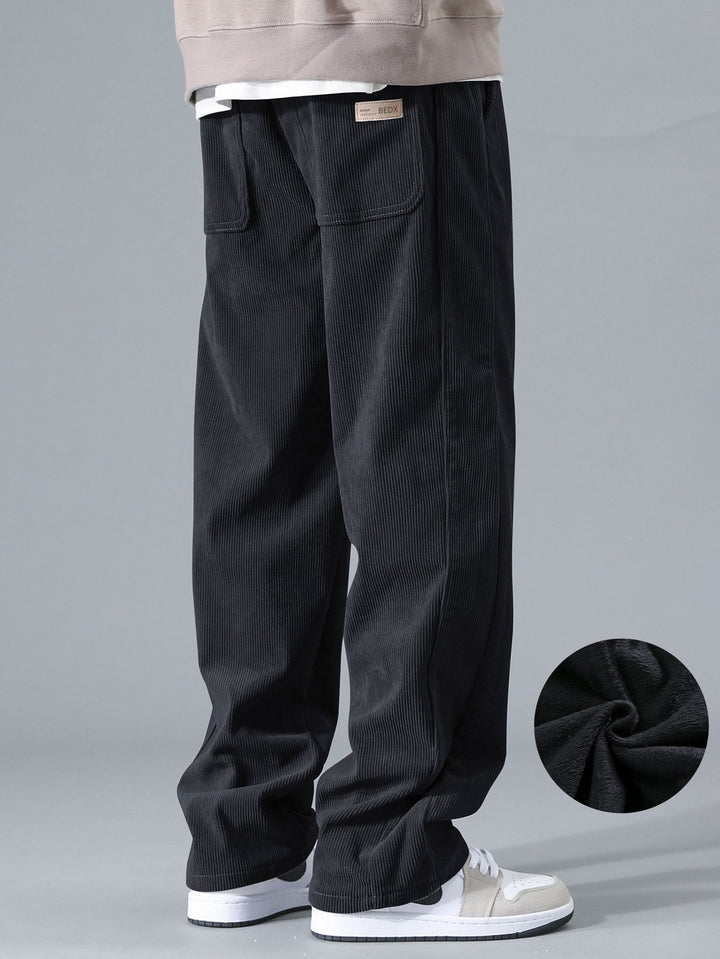Polar Fleece Lined Straight Corduroy Pants