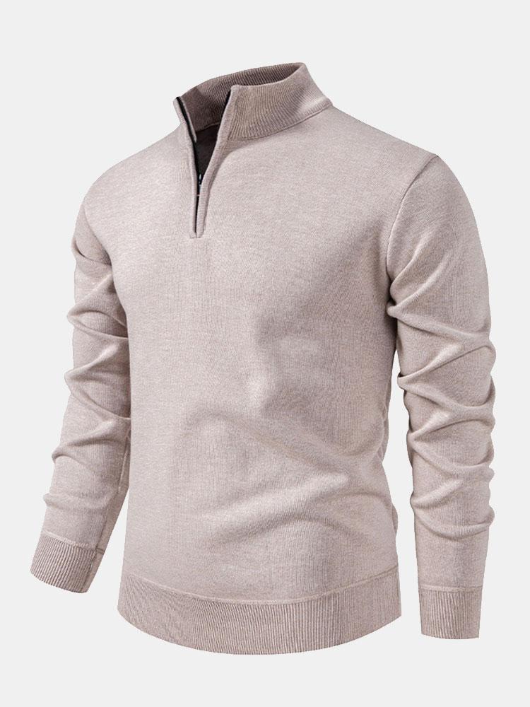 Relax Fit Zip Up Neck Sweater