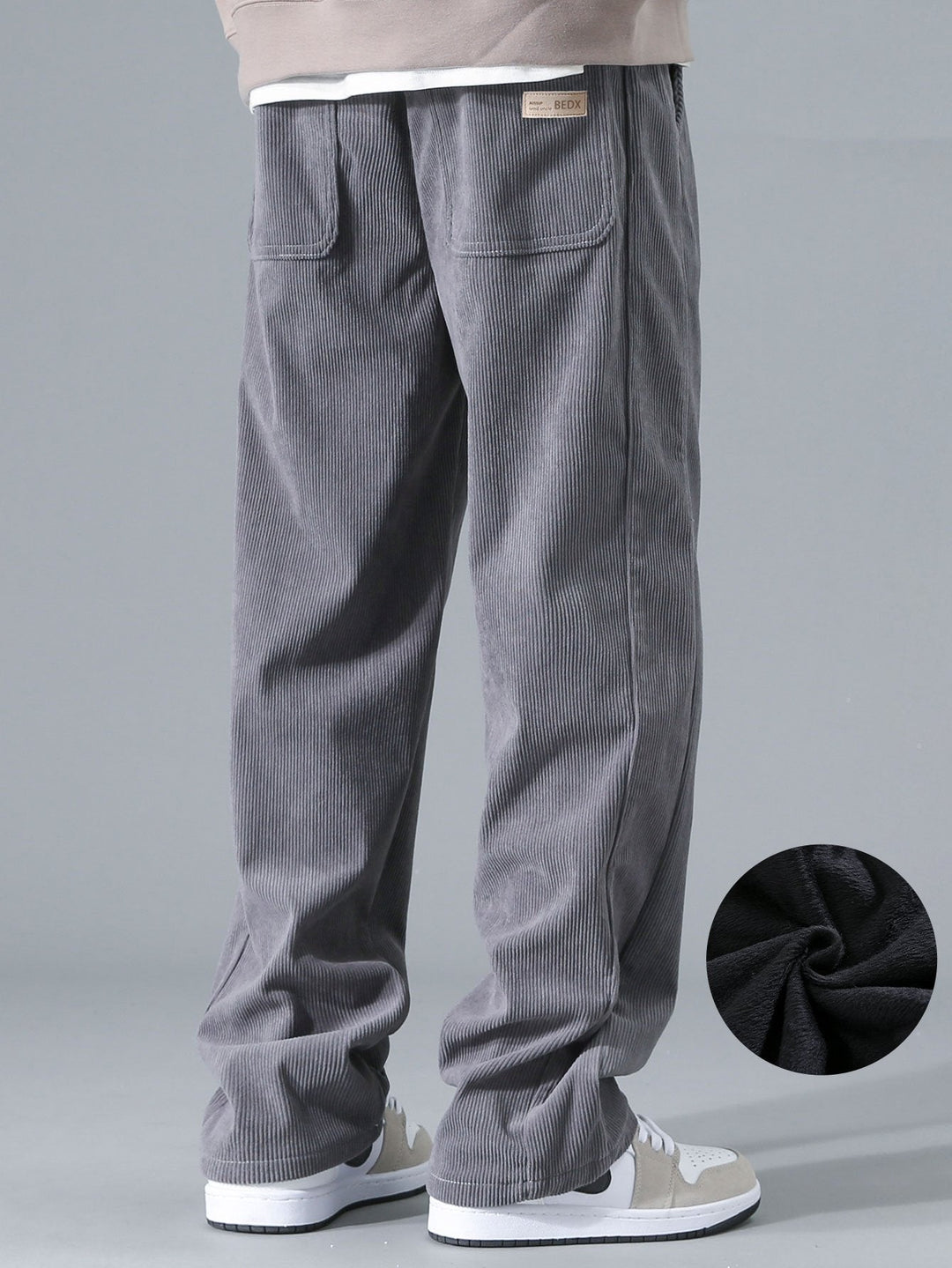 Polar Fleece Lined Straight Corduroy Pants
