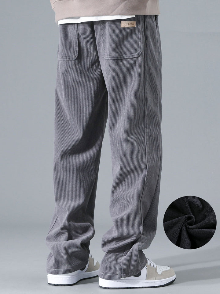 Polar Fleece Lined Straight Corduroy Pants