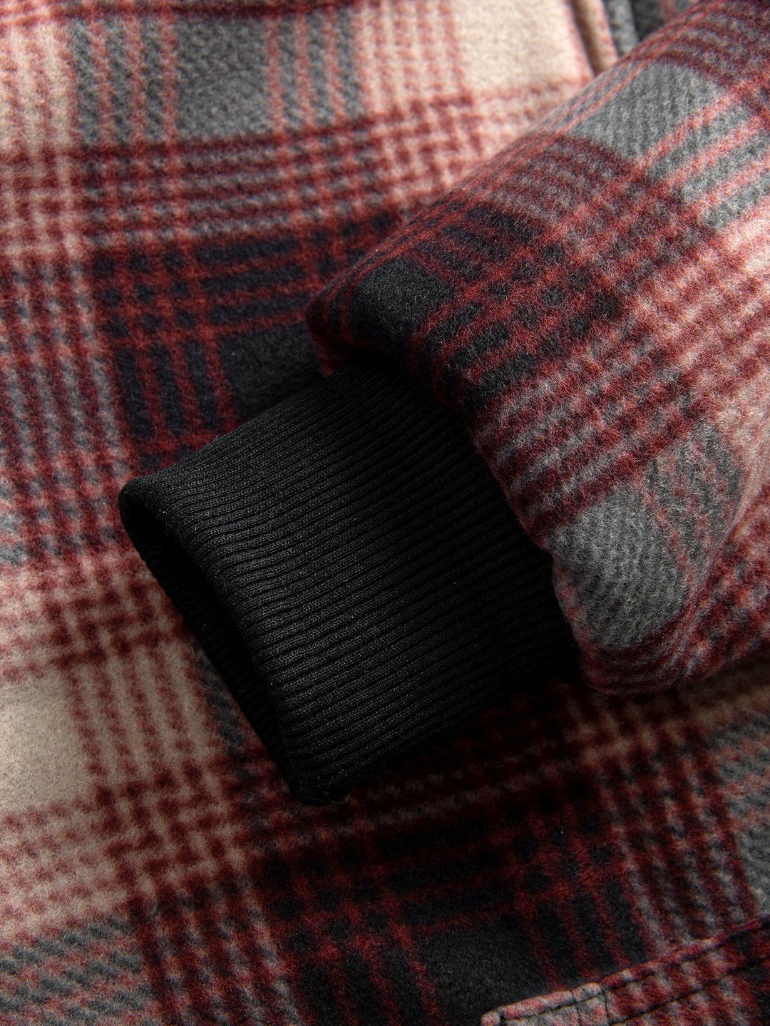 Teddy Fleece Gevoerde Flanellen Ruit Hoodie