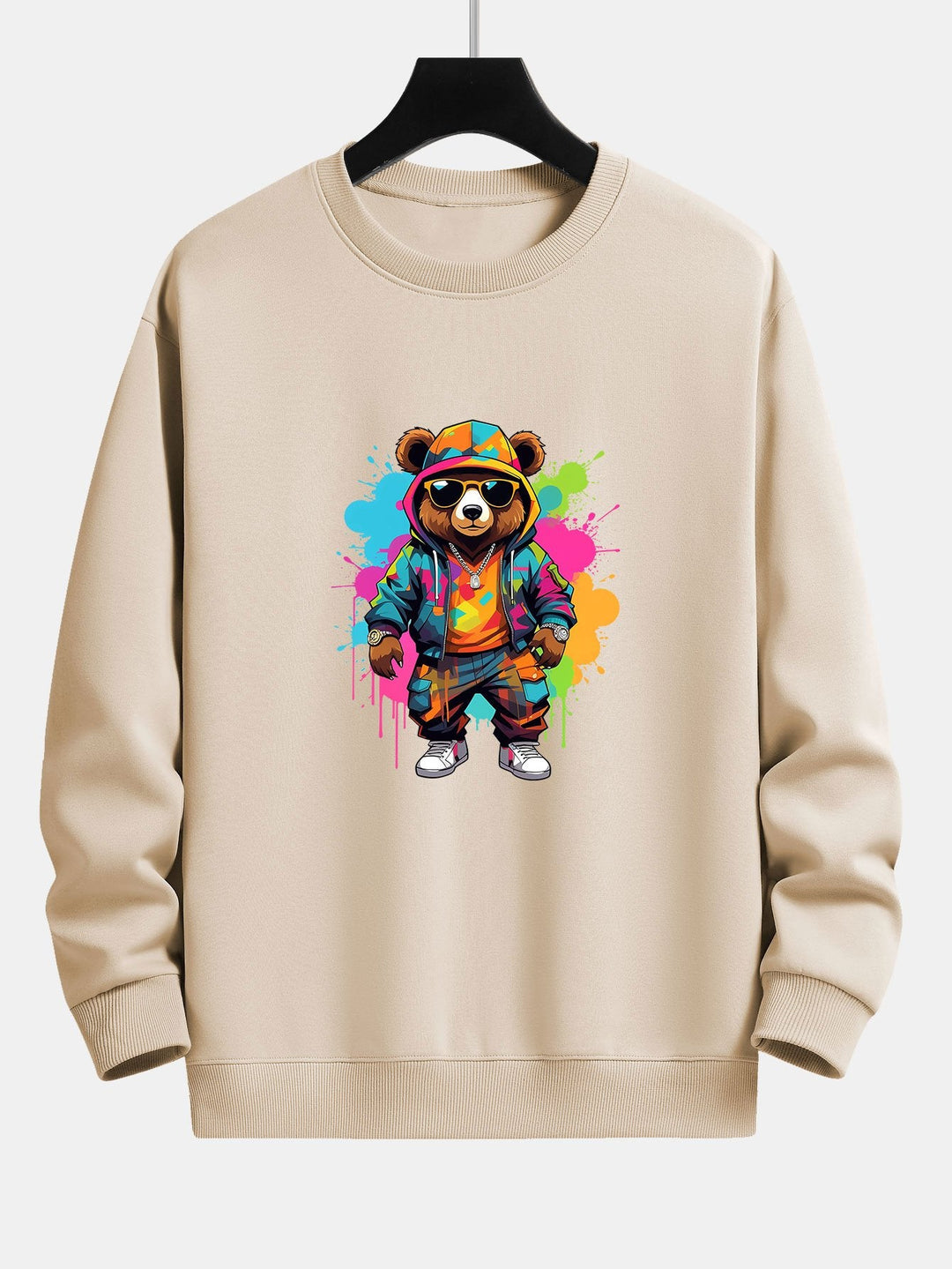 Splash Kleurrijke Beer Print Relax Fit Sweatshirt