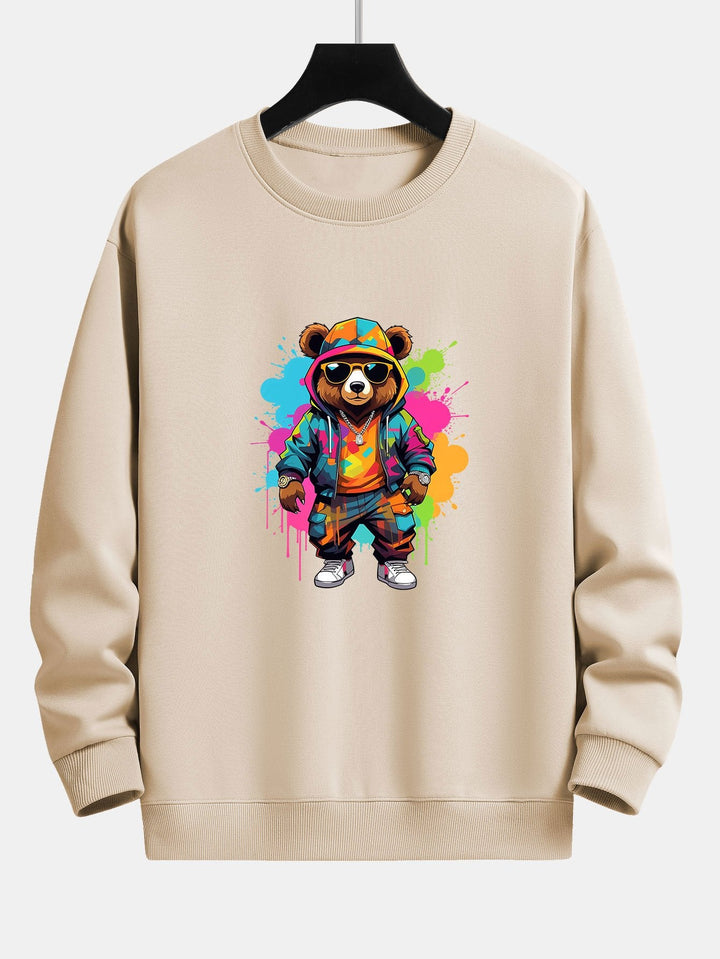 Splash Kleurrijke Beer Print Relax Fit Sweatshirt
