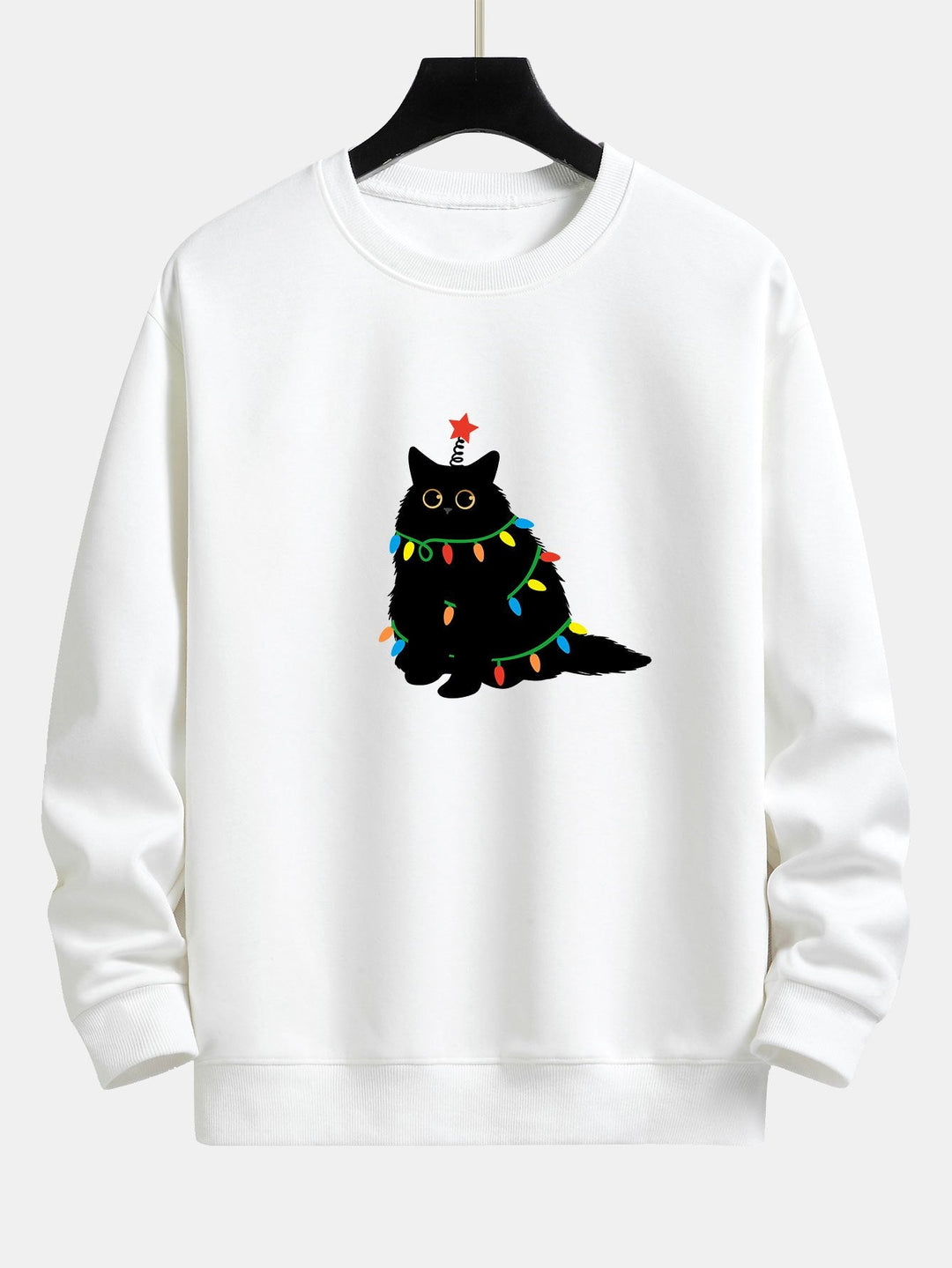 Kleurrijke Licht Zwarte Kat Print Relax Fit Sweatshirt