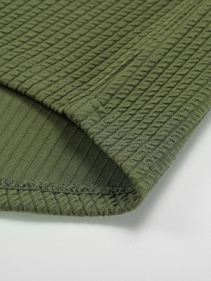 Langsleeve Muscle Fit Geribbelde Boog Hem Hoodie T-Shirt