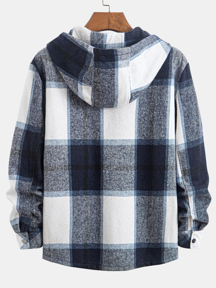 Teddy Gevoerde Flanellen Geruite Hoodie Shirt