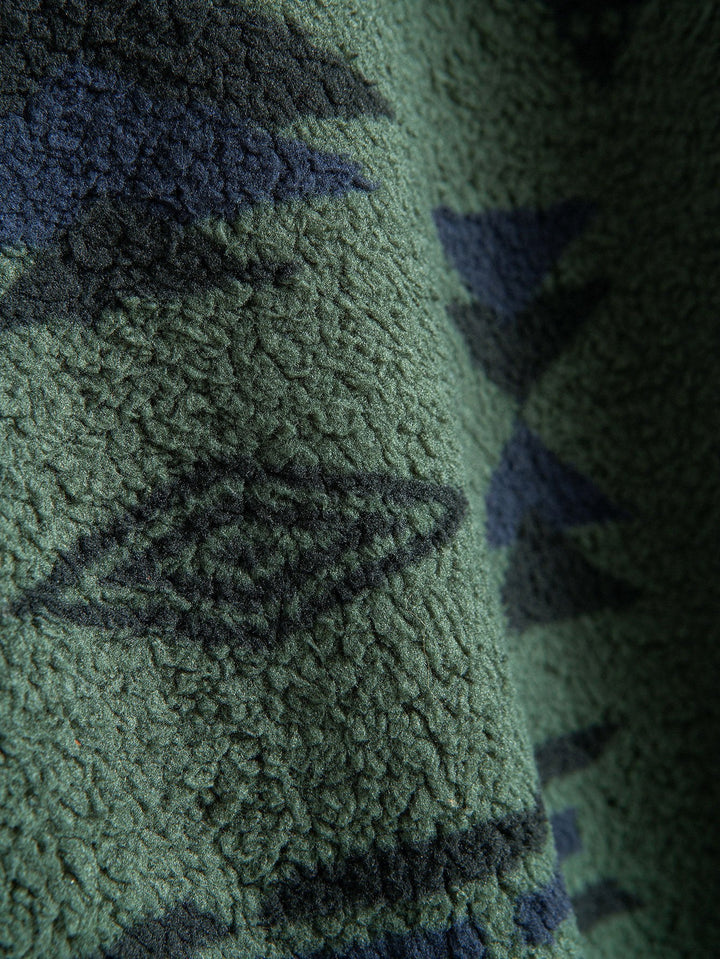 Azteekse Print Patchwork Teddy Fleece Jas