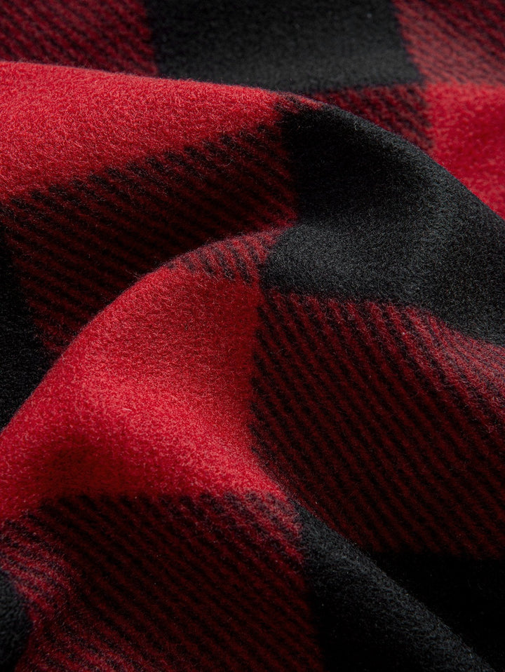 Teddy Fleece Gevoerde Flanellen Ruit Hoodie