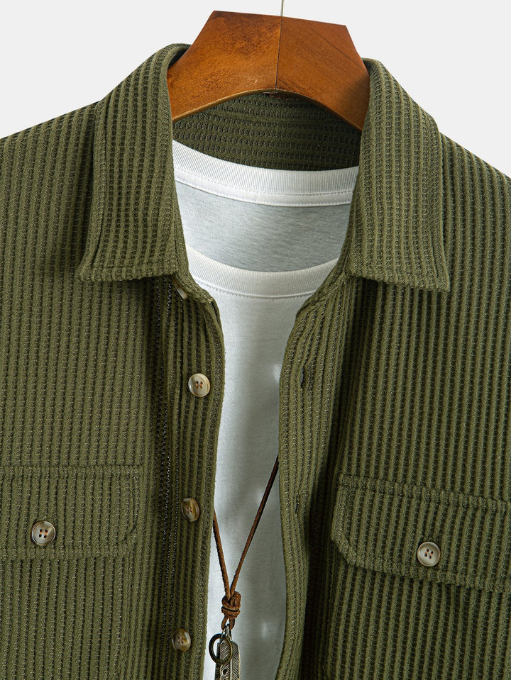 Dubbele Pocket Waffle Knopshirt