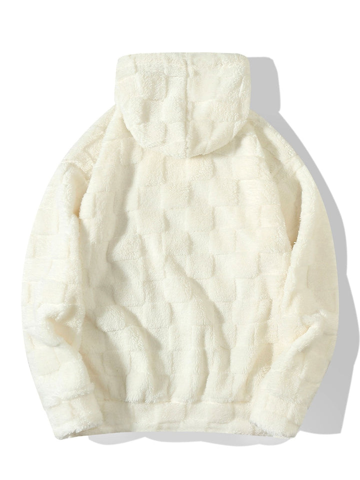 Relaxed Fit Checkerboard Teddy Hoodie
