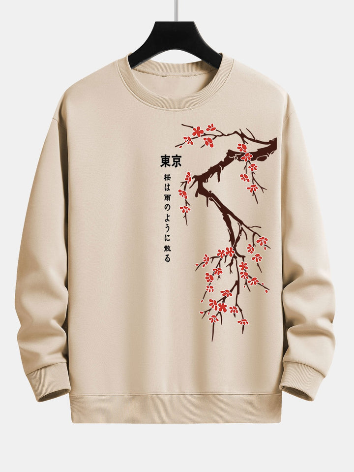 Tokyo Japanse Kersenbloesem Print Relax Fit Sweatshirt