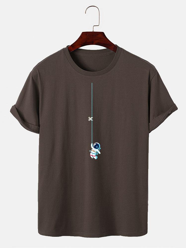 Astronaut Aan Een Touw Print T-Shirt