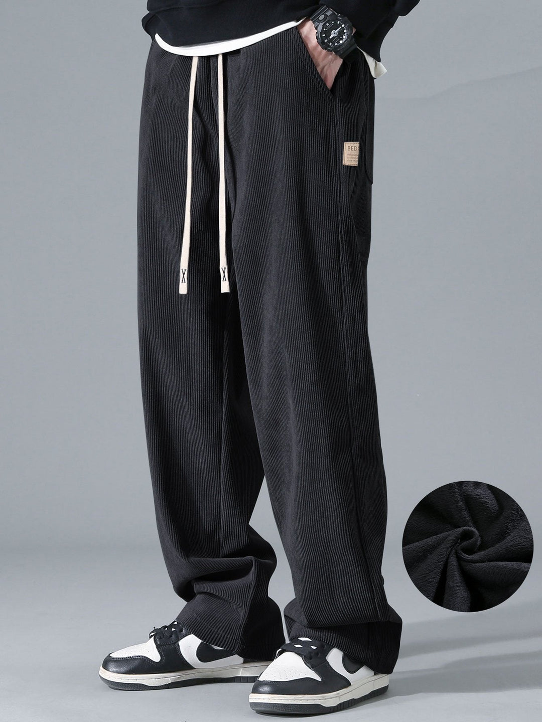 Polar Fleece Lined Straight Corduroy Pants