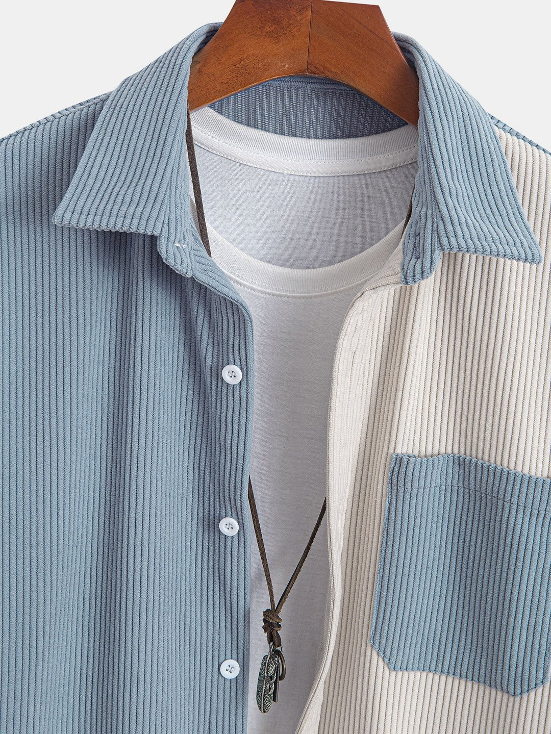 Twee Kleurige Corduroy Overhemd met Knopen