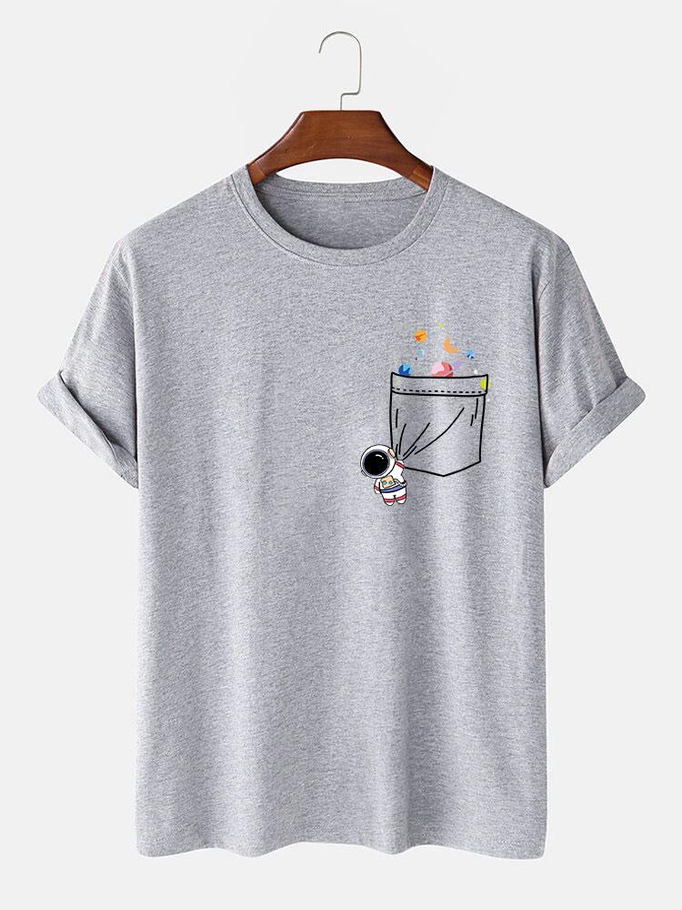 Astronaut Ruimte Pocket Print T-Shirt