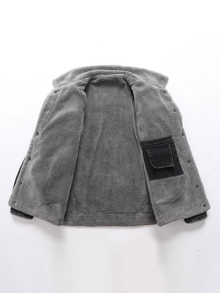 Teddy Gevoerde Gewassen Denim Jas