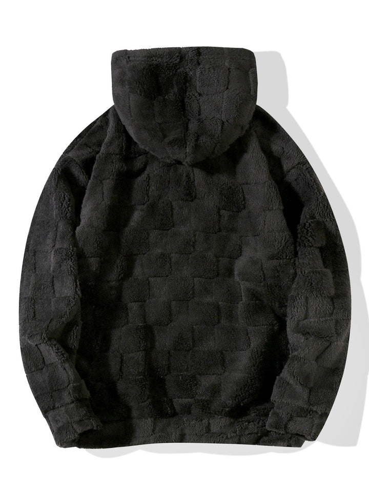 Relaxed Fit Checkerboard Teddy Hoodie