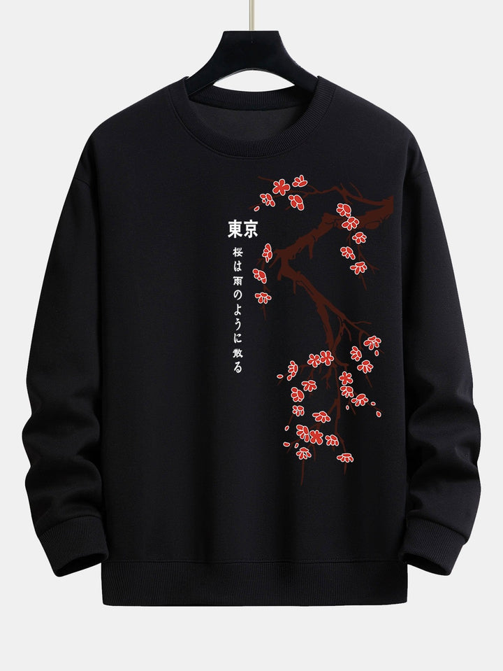 Tokyo Japanse Kersenbloesem Print Relax Fit Sweatshirt