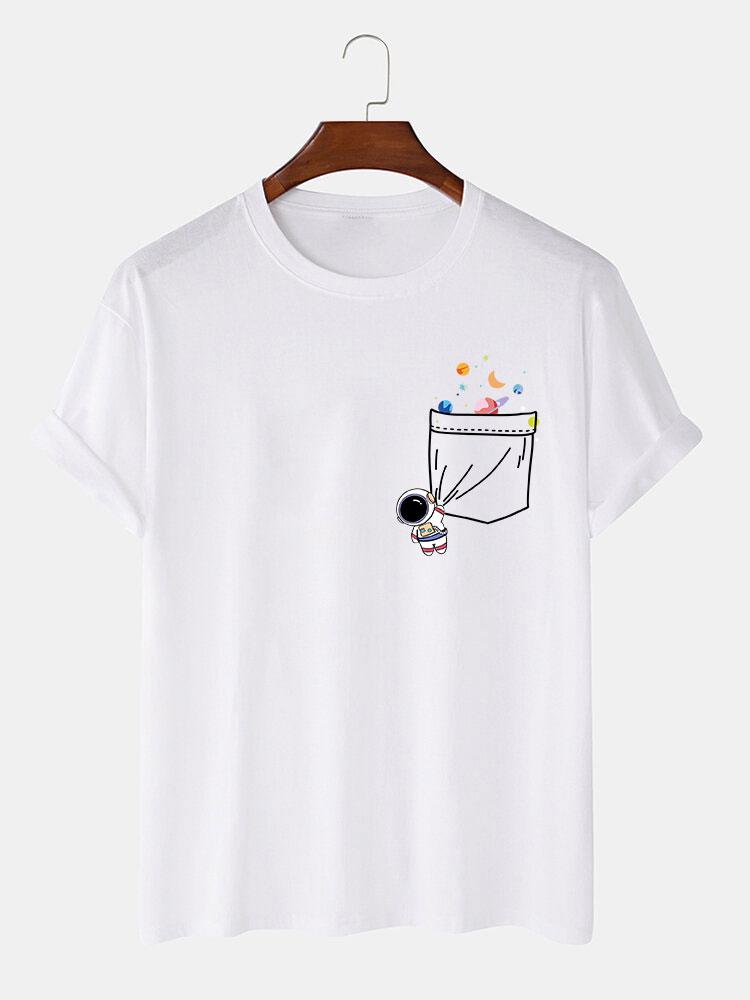 Astronaut Ruimte Pocket Print T-Shirt