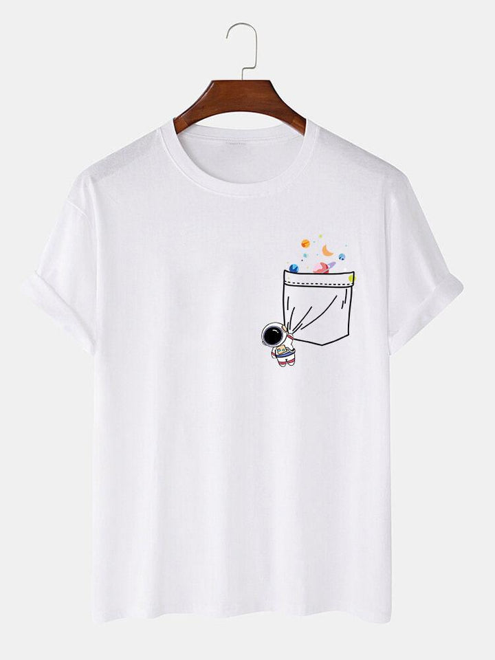 Astronaut Ruimte Pocket Print T-Shirt
