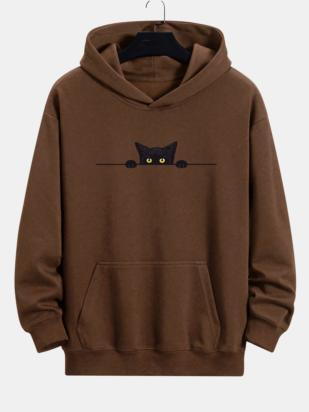 Zwarte Kat Print Relax Fit Hoodie