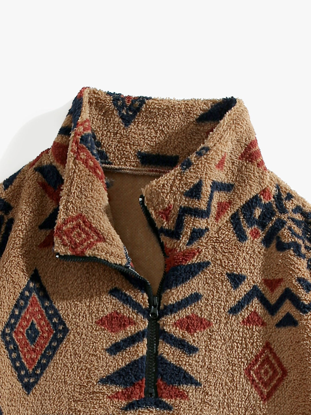 Quarter Zip Aztec Print Teddy Sweatshirt