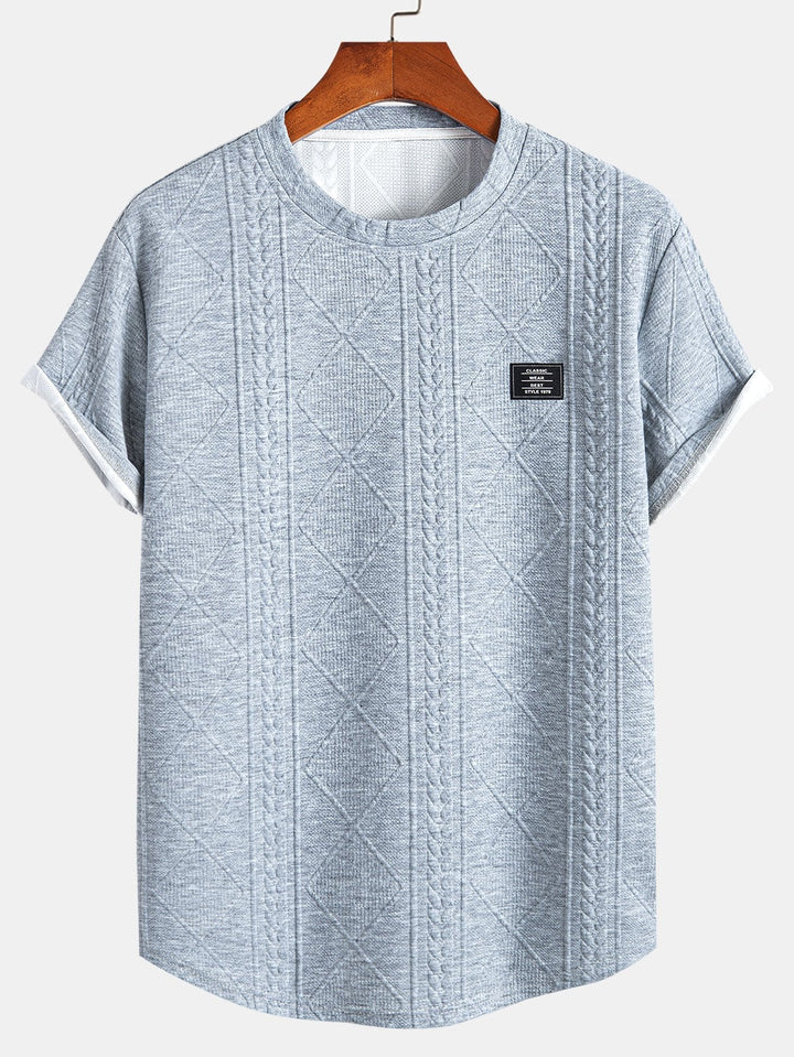 Korte Mouw Geometrisch Jacquard Boog Hem T-Shirt & Shorts