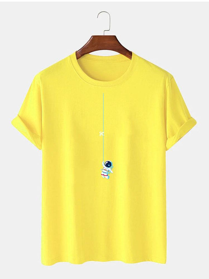 Astronaut Aan Een Touw Print T-Shirt